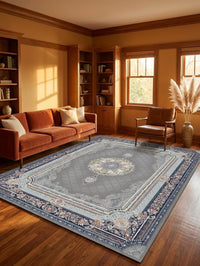 Steel Gray Medallion Persian Rug · 1200 Reeds rug styled in a Sacramento home — Stylish Rugs & Carpets