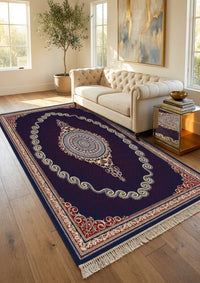 Red & Gold Scroll Persian Rug · 1200 Reeds — size 3x10Feet (91x300cm)  3Meters Runner shown to scale in a living room — Stylish Rugs & Carpets, Sacramento
