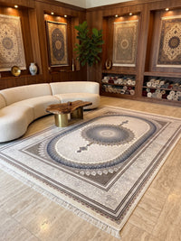 Ivory & Beige Medallion Persian Rug · 1200 Reeds styled in a room — Stylish Rugs & Carpets, Sacramento