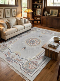 Silver Medallion Persian Rug · 1200 Reeds rug styled in a Sacramento home — Stylish Rugs & Carpets