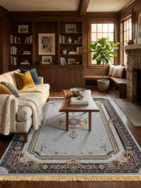 Light Gray Medallion Persian Rug styled in a room — Stylish Rugs & Carpets, Sacramento
