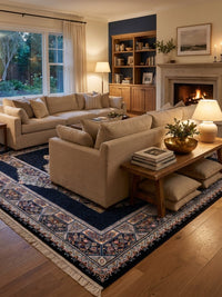 Navy Medallion Persian Rug · 1200 Reeds rug styled in a Sacramento home — Stylish Rugs & Carpets