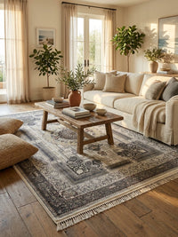 Cream Persian Design Rug — 1200 Reeds — area rug styled in a room, Stylish Rugs & Carpets, Sacramento