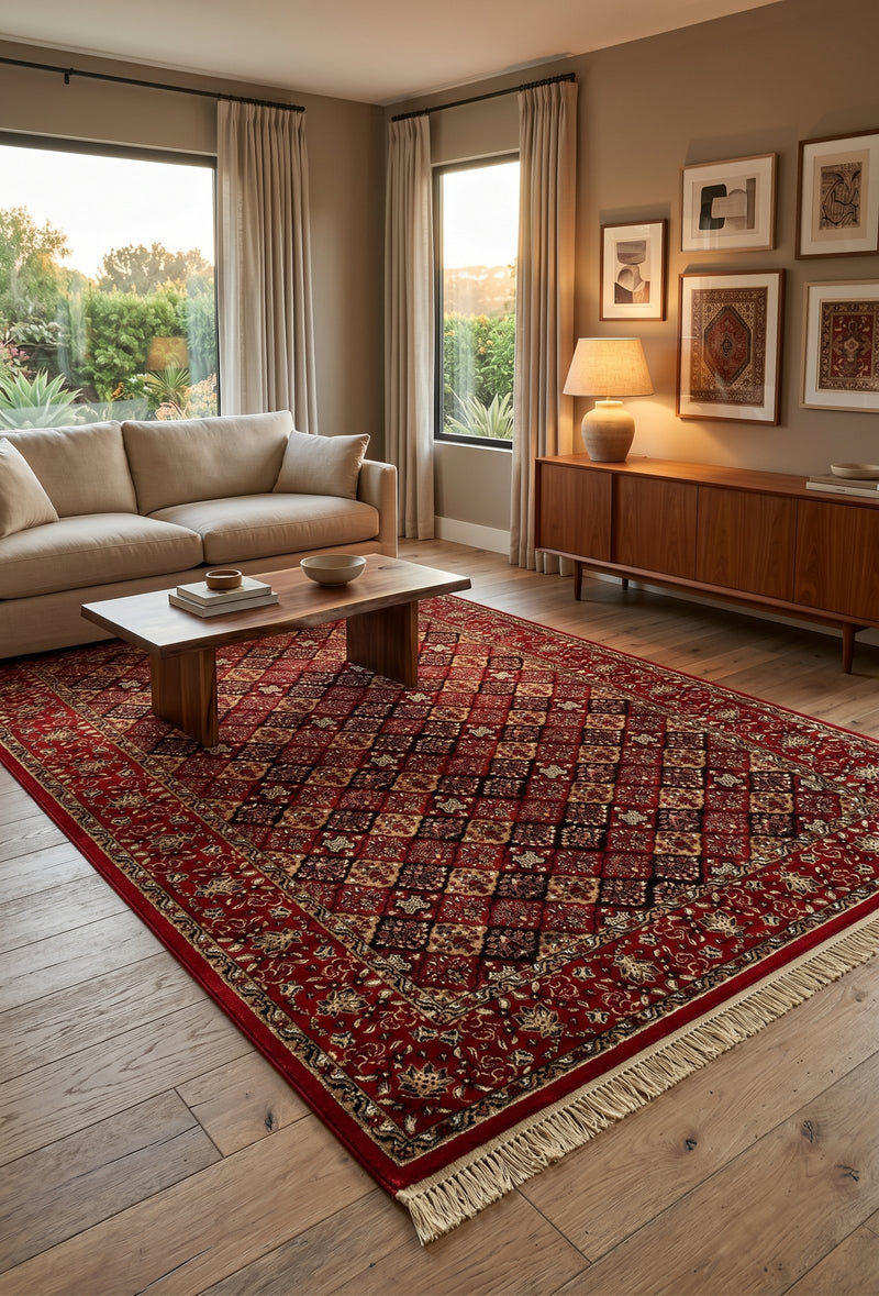 Navy blue Red Semi Antique Persian Tabriz 1200 Reeds
