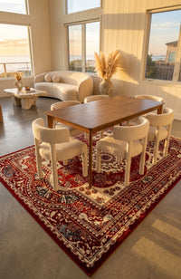 Red & Cream Persian Floral Rug — area rug styled in a room, Stylish Rugs & Carpets, Sacramento