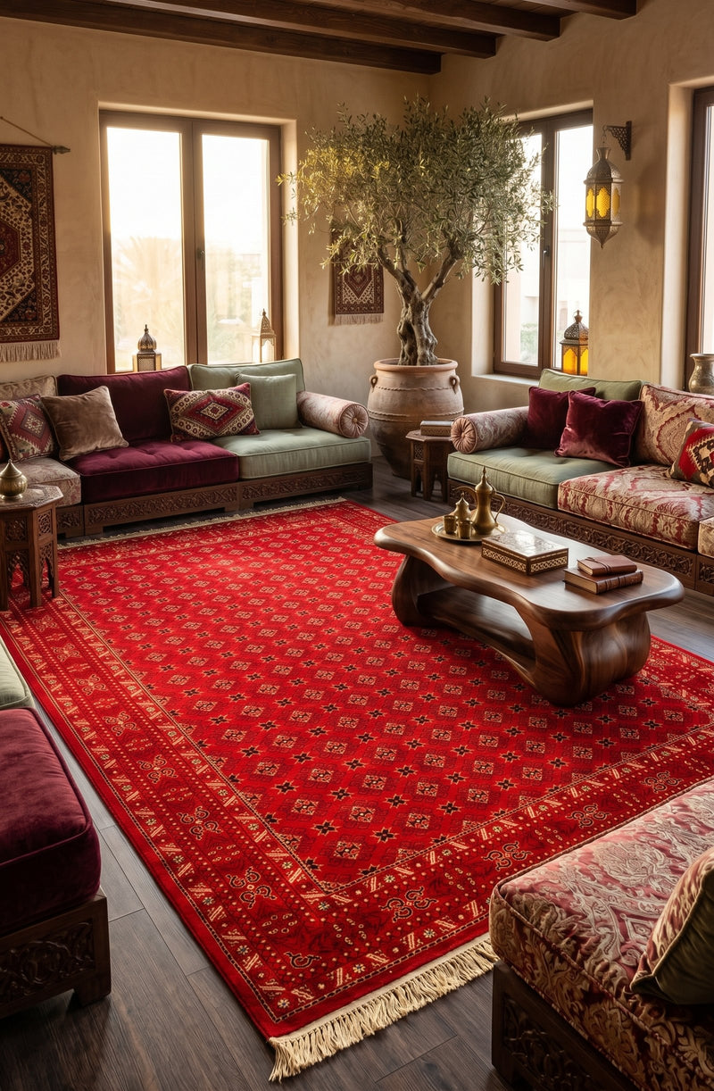 Turkman Red Rug 1200 Reeds