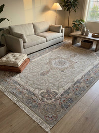 Light Cream Medallion Persian Rug · 2M Points rug styled in a Sacramento home — Stylish Rugs & Carpets