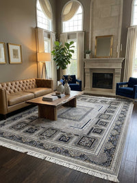 Gray Medallion Persian Rug rug styled in a Sacramento home — Stylish Rugs & Carpets