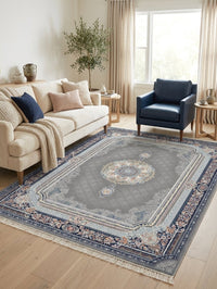 Steel Gray Medallion Persian Rug · 1200 Reeds rug styled in a Sacramento home — Stylish Rugs & Carpets