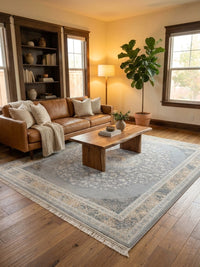 Cream & Gold Medallion Persian Rug rug styled in a Sacramento home — Stylish Rugs & Carpets