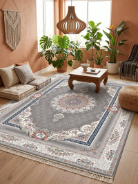 Silver Royal Medallion Persian Rug · 1200 Reeds styled in a room — Stylish Rugs & Carpets, Sacramento