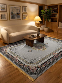 Light Gray Medallion Persian Rug rug styled in a Sacramento home — Stylish Rugs & Carpets