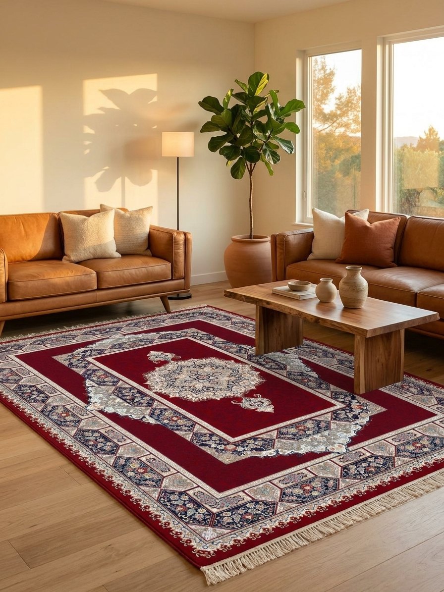 Red Medallion Persian Rug · 1200 Reeds rug styled in a Sacramento home — Stylish Rugs & Carpets