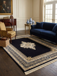 Navy Medallion Persian Rug · 3M Points styled in a room — Stylish Rugs & Carpets, Sacramento