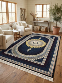 Navy & Burgundy Medallion Persian Rug · 1200 Reeds rug styled in a Sacramento home — Stylish Rugs & Carpets