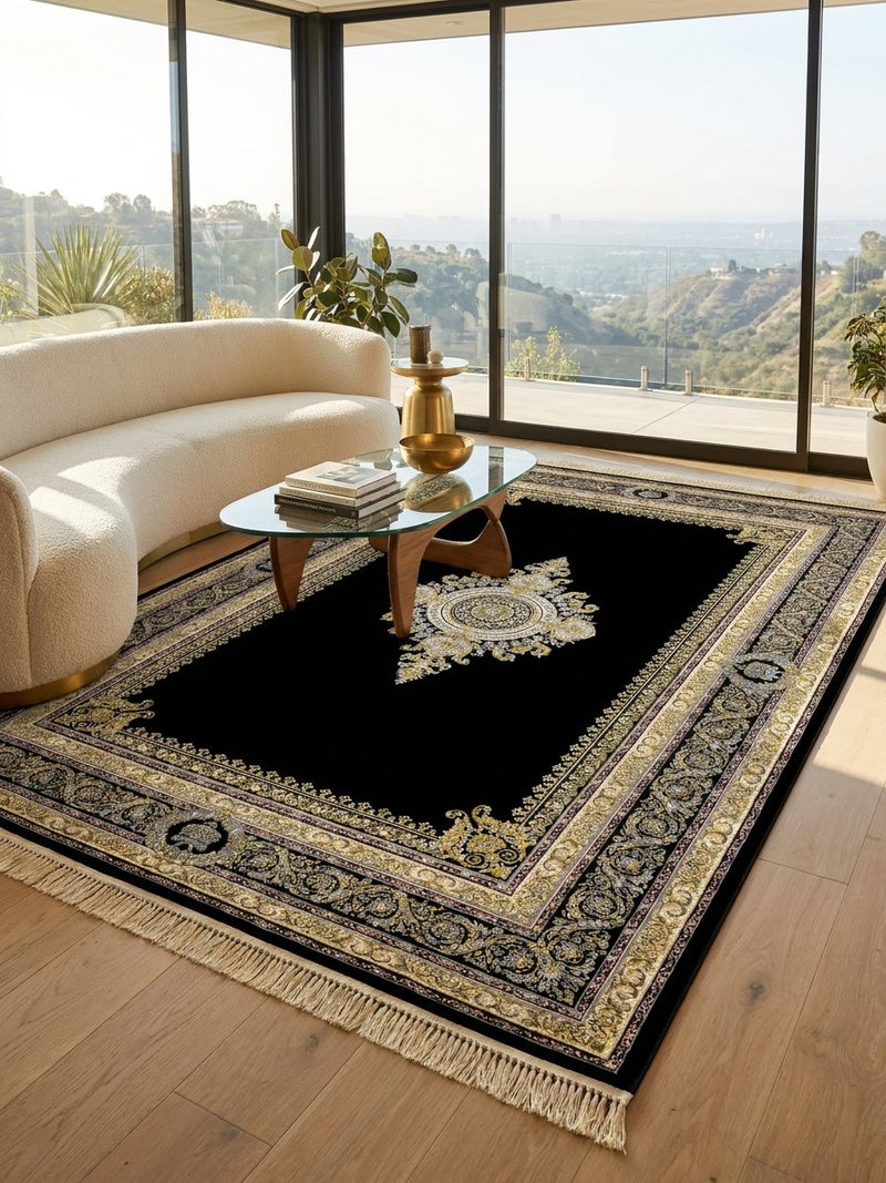 Darbar Persian Carpet Dark and Gold Background | Stylish Rugs & Carpets