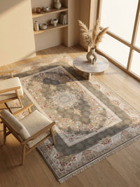 Classic Gray Medallion Persian Rug · 2M Points rug styled in a Sacramento home — Stylish Rugs & Carpets