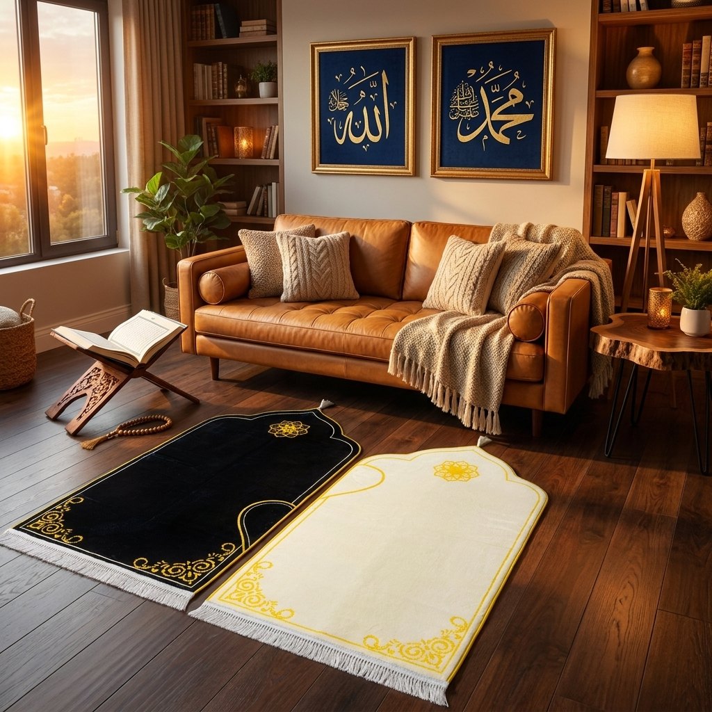 Couple's Padded Prayer Mat (Set of 2) — area rug styled in a room, Stylish Rugs & Carpets, Sacramento