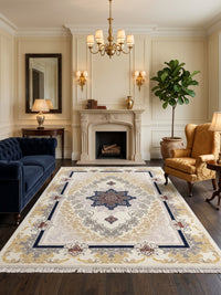 Cream Medallion Persian Rug — Modern II styled in a room — Stylish Rugs & Carpets, Sacramento