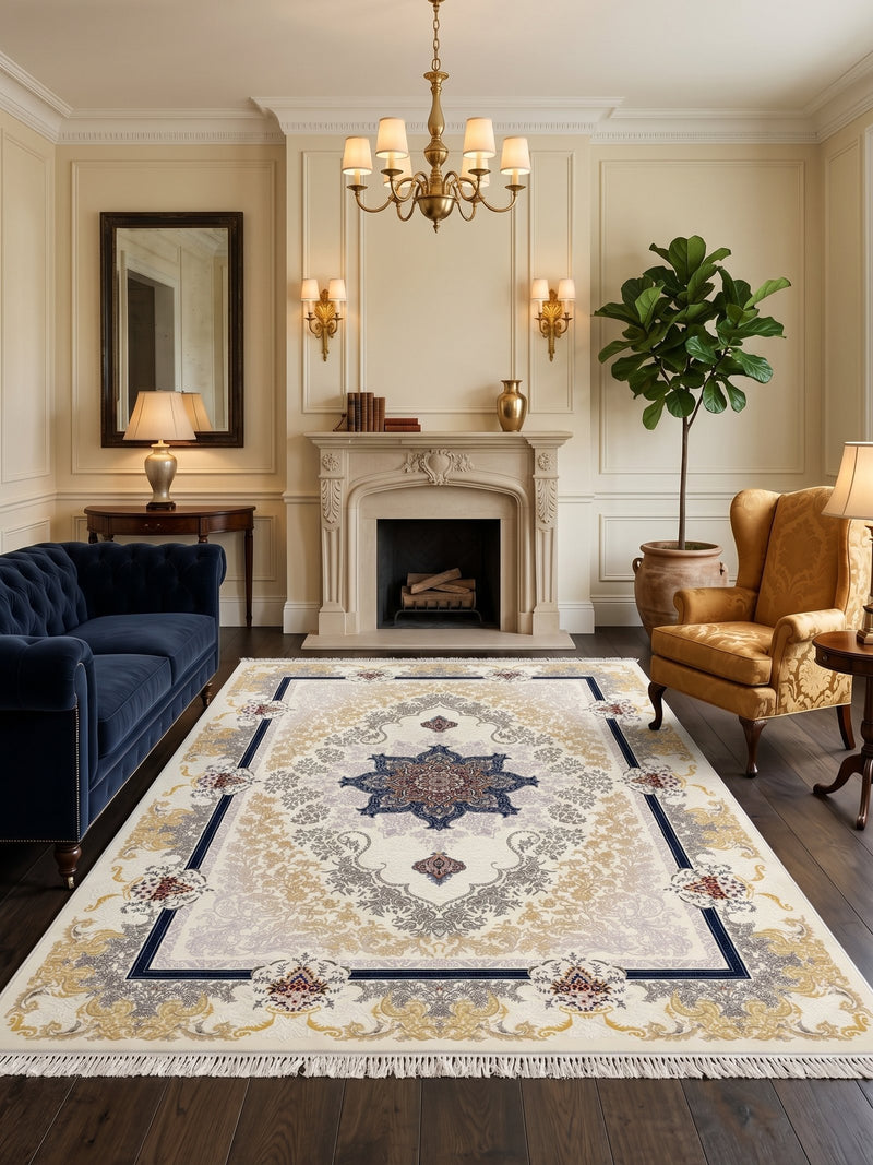 Modern Persian Carpet with Cream Background — Variation 2 | Stylish Rugs & Carpets
