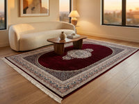 Burgundy Medallion Persian Rug · 1200 Reeds — size 3x10Feet (91x300cm)  3Meters Runner shown to scale in a living room — Stylish Rugs & Carpets, Sacramento