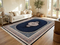 Navy Medallion Persian Rug · 1200 Reeds — size 3x6Feet (91x200cm)  2Meters Runner shown to scale in a living room — Stylish Rugs & Carpets, Sacramento