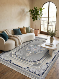 Dark Gray 3D Persian Rug · 1200 Reeds styled in a room — Stylish Rugs & Carpets, Sacramento