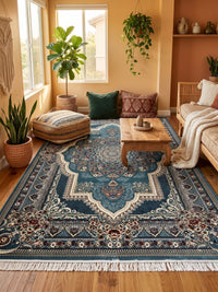 Blue Persian Rug — 1200 Reeds styled in a room — Stylish Rugs & Carpets, Sacramento