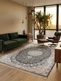 Persian Carpet - Gray & Gold and Cream Background styled in a room — Stylish Rugs & Carpets, Sacramento