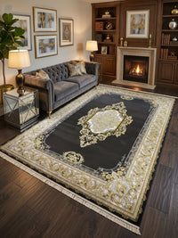 Gold Medallion Shah Persian Rug styled in a room — Stylish Rugs & Carpets, Sacramento