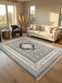 Light Gray Panel Turkish Rug rug styled in a Sacramento home — Stylish Rugs & Carpets