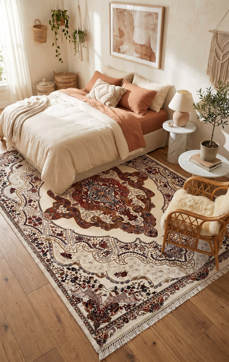 Luxury Cream Brown Persian Rug with 1.5 Million Points