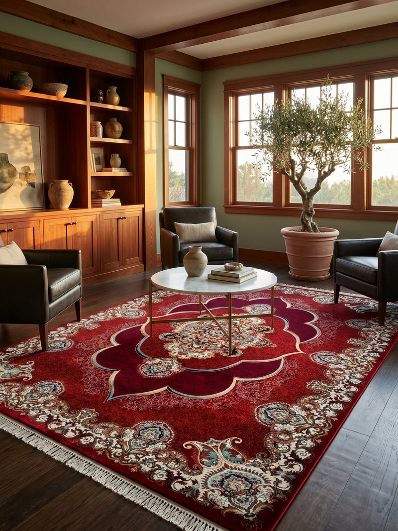 Mafkoor Persian Rug Red — 1200 Reeds | Stylish Rugs & Carpets
