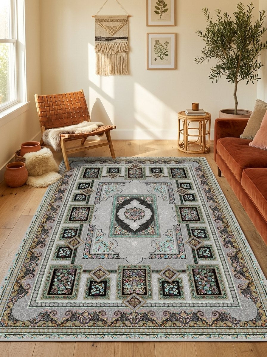 Silver Panel Persian Rug · 1200 Reeds rug styled in a Sacramento home — Stylish Rugs & Carpets
