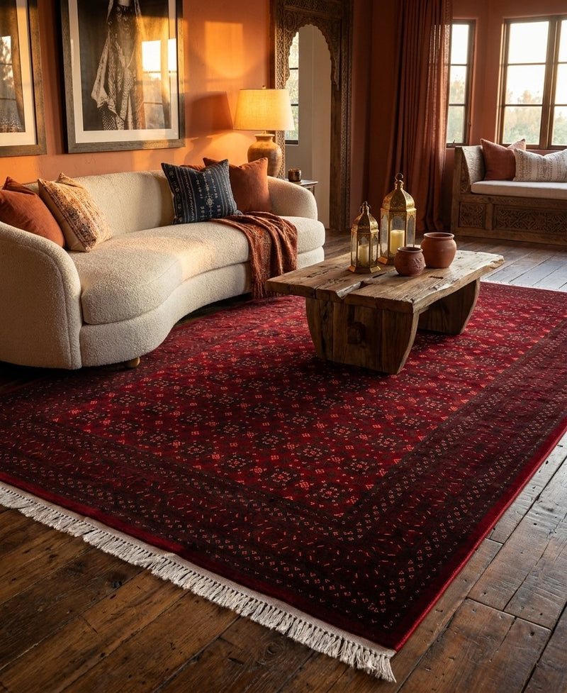 2026 Red Tribal Luxury Traditional Rug 1200 Reeds | Stylish Rugs & Carpets