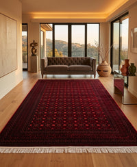 Red Tribal Persian Rug · 1200 Reeds styled in a room — Stylish Rugs & Carpets, Sacramento