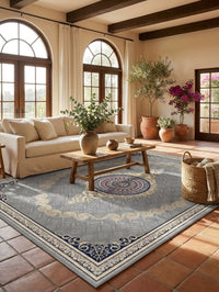 Silver & Gold Scroll Persian Rug · 1200 Reeds rug styled in a Sacramento home — Stylish Rugs & Carpets