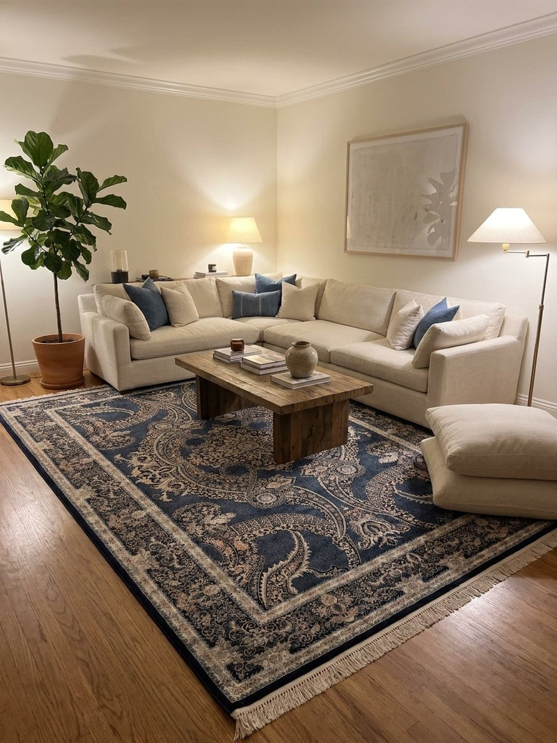 Kashan Navy Persian Design Rug 2 Million Points | Stylish Rugs & Carpets