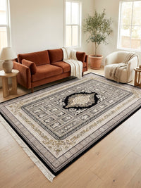 Navy & Gold Medallion Persian Rug · 1200 Reeds rug styled in a Sacramento home — Stylish Rugs & Carpets