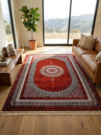 Luxury Red Persian Rug — 1200 Reeds — area rug styled in a room, Stylish Rugs & Carpets, Sacramento