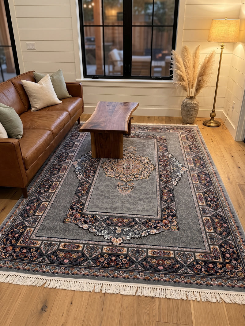 2026 Light Gray Luxury Traditional Rug 1200 Reeds | Stylish Rugs & Carpets