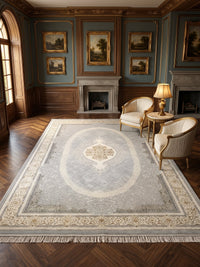 Cream & Gold Cream-Border Persian Rug styled in a room — Stylish Rugs & Carpets, Sacramento