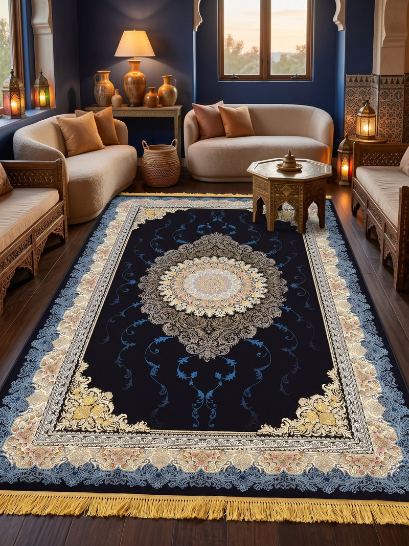 Classic Persian Carpet with Navy Background | Stylish Rugs & Carpets