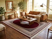 Burgundy Red Medallion Persian Rug · 1200 Reeds styled in a room — Stylish Rugs & Carpets, Sacramento