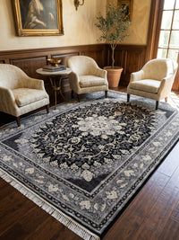 Black & Gray Persian Design Rug styled in a room — Stylish Rugs & Carpets, Sacramento