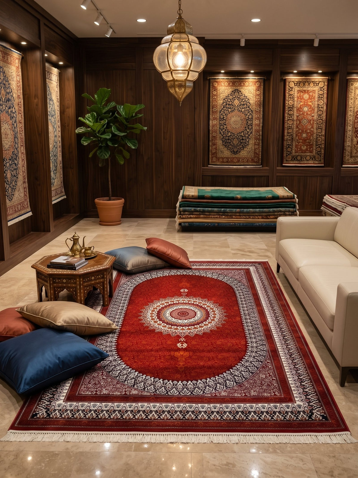 Luxury Red Persian Rug — 1200 Reeds styled in a room — Stylish Rugs & Carpets, Sacramento