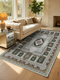Silver Panel Persian Rug · 1200 Reeds — size 3x13 Feet (91x400 cm) 4Meters Runner shown to scale in a living room — Stylish Rugs & Carpets, Sacramento