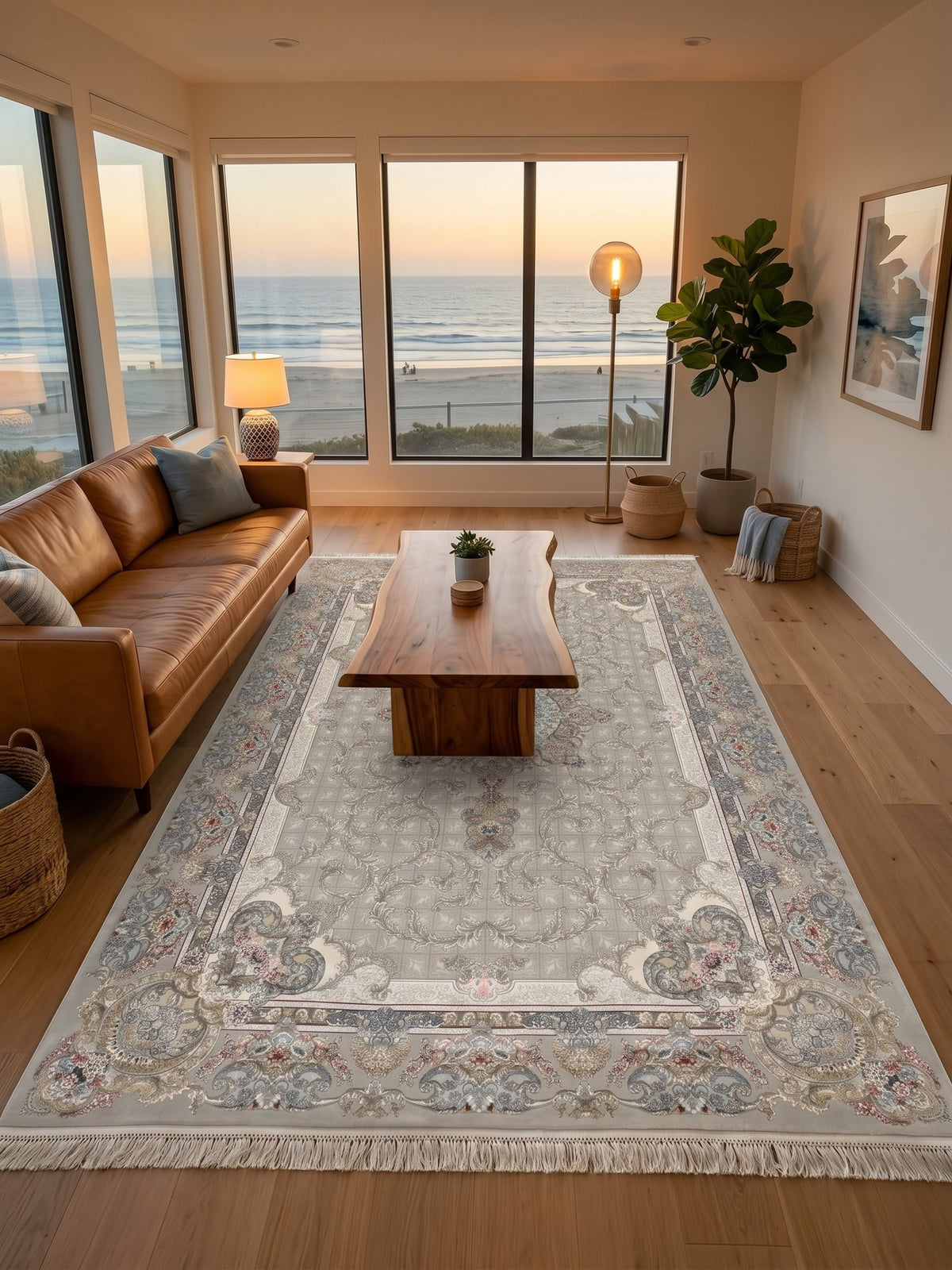 Light Cream Medallion Persian Rug · 2M Points styled in a room — Stylish Rugs & Carpets, Sacramento