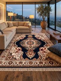 Luxury Light Blue Persian Rug — 1.5M Points styled in a room — Stylish Rugs & Carpets, Sacramento