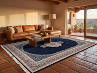 Navy Medallion Persian Rug · 1200 Reeds rug styled in a Sacramento home — Stylish Rugs & Carpets